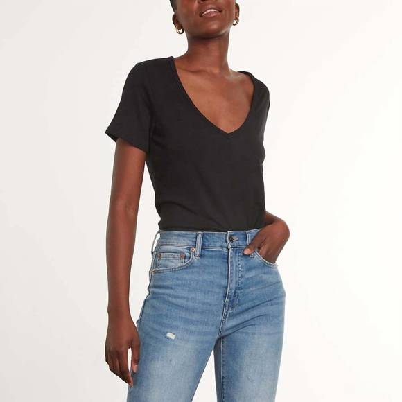 NEW COMMANDO cloud short sleeve v-neck tee in black - Picture 2 of 2